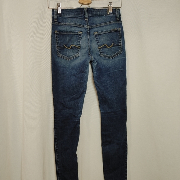 Seven 7 for all Mankind The High Waist Ankle Skinny Size 24 Dark Whiskering - Picture 3 of 11